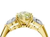 Yellow gold Three-Stone Fancy Yellow Marquise  Diamond Ring with Pear Side Stones in Four-Prong Setting_4