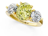 Yellow gold Three-Stone Fancy Yellow Oval  Brilliant Cut Solitaire Ring with Prong Setting on a Classic Band 2