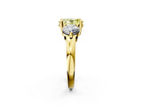 Yellow gold Three-Stone Fancy Yellow Oval  Brilliant Cut Solitaire Ring with Prong Setting on a Classic Band 3