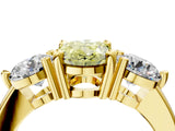 Yellow gold Three-Stone Fancy Yellow Oval  Brilliant Cut Solitaire Ring with Prong Setting on a Classic Band 5