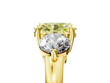 Yellow gold Three-Stone Fancy Yellow Oval  Brilliant Cut Solitaire Ring with Prong Setting on a Classic Band