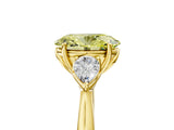 Yellow gold Three-Stone Fancy Yellow Oval Cut Brilliant Diamond Solitaire Ring with Tapered Band and Four-Prong Setting_11