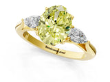 Yellow gold Three-Stone Fancy Yellow Oval Cut Brilliant Diamond Solitaire Ring with Tapered Band and Four-Prong Setting_7
