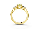 Yellow gold Three-Stone Fancy Yellow Oval Cut Brilliant Diamond Solitaire Ring with Tapered Band and Four-Prong Setting_9