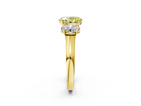 Yellow gold Three-Stone Fancy Yellow Oval Cut Brilliant Diamond Trellis Ring with Comfort Fit Band_2