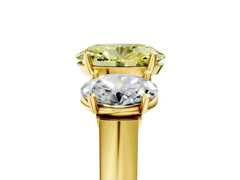 Yellow gold Three-Stone Fancy Yellow Oval Cut Brilliant Diamond Trellis Ring with Comfort Fit Band_5