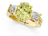 Yellow gold Three-Stone Fancy Yellow Oval Cut Cut Classic Band Prong Setting Ring_1