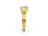 Yellow gold Three-Stone Fancy Yellow Oval Cut Cut Classic Band Prong Setting Ring_2