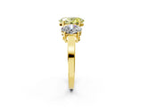 Yellow gold Three-Stone Fancy Yellow Oval Cut Cut Diamond Engagement Ring with Flat Band and Four-Prong Setting_14