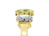 Yellow gold Three-Stone Fancy Yellow Oval Cut Cut Diamond Engagement Ring with Flat Band and Four-Prong Setting_17
