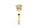 Yellow gold Three-Stone Fancy Yellow Oval Cut Cut Diamond Engagement Ring with Flat Band and Four-Prong Setting_2