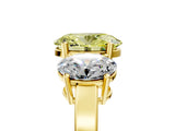 Yellow gold Three-Stone Fancy Yellow Oval Cut Cut Diamond Engagement Ring with Flat Band and Four-Prong Setting_5