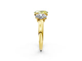 Yellow gold Three-Stone Fancy Yellow Oval Cut Cut Diamond Ring with Channel Set Band and Four-Prong Setting_2