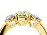 Yellow gold Three-Stone Fancy Yellow Oval Cut Cut Diamond Ring with Channel Set Band and Four-Prong Setting_4