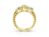 Yellow gold Three-Stone Fancy Yellow Oval Cut Cut Diamond Ring with Channel-Set Band and Prong Setting_3