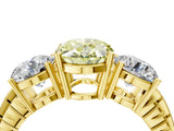 Yellow gold Three-Stone Fancy Yellow Oval Cut Cut Diamond Ring with Channel-Set Band and Prong Setting_4
