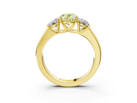 Yellow gold Three-Stone Fancy Yellow Oval Cut Cut Diamond Ring with Prong Setting and Classic Band_3