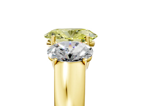 Yellow gold Three-Stone Fancy Yellow Oval Cut Cut Diamond Ring with Prong Setting and Classic Band_5