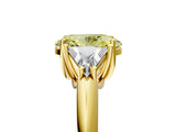 Yellow gold Three-Stone Fancy Yellow Oval Cut Cut Diamond Ring with Trillion Side Stones and Four-Prong Setting_8