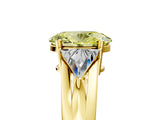 Yellow gold Three-Stone Fancy Yellow Oval Cut Cut Diamond Ring with Trillion Side Stones on a Split Shank Band_5