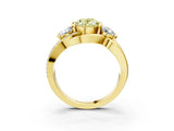 Yellow gold Three-Stone Fancy Yellow Oval Cut Cut Diamond Split Shank Prong Set Ring_3