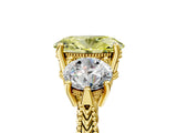 Yellow gold Three-Stone Fancy Yellow Oval Cut Cut Milgrain Band Prong Setting Ring_5
