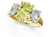 Yellow gold Three-Stone Fancy Yellow Oval Cut Cut Solitaire Ring with Classic Prong Setting_1