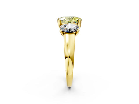 Yellow gold Three-Stone Fancy Yellow Oval Cut Cut Solitaire Ring with Classic Prong Setting_2
