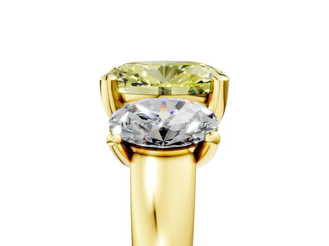 Yellow gold Three-Stone Fancy Yellow Oval Cut Cut Solitaire Ring with Classic Prong Setting_5