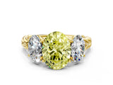 Yellow gold Three-Stone Fancy Yellow Oval Cut Diamond Braided Band Ring with Four-Prong Setting_40