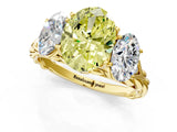 Yellow gold Three-Stone Fancy Yellow Oval Cut Diamond Braided Band Ring with Four-Prong Setting_41