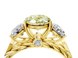 Yellow gold Three-Stone Fancy Yellow Oval Cut Diamond Braided Band Ring with Four-Prong Setting_44