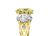 Yellow gold Three-Stone Fancy Yellow Oval Cut Diamond Braided Band Ring with Four-Prong Setting_45