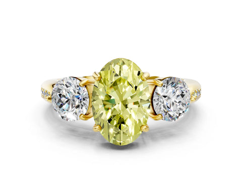 Yellow gold Three-Stone Fancy Yellow Oval Cut Diamond Channel Set Engagement Ring with Prong Setting_12