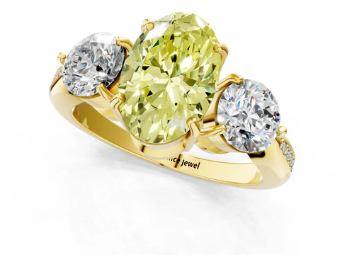 Yellow gold Three-Stone Fancy Yellow Oval Cut Diamond Channel Set Engagement Ring with Prong Setting_13