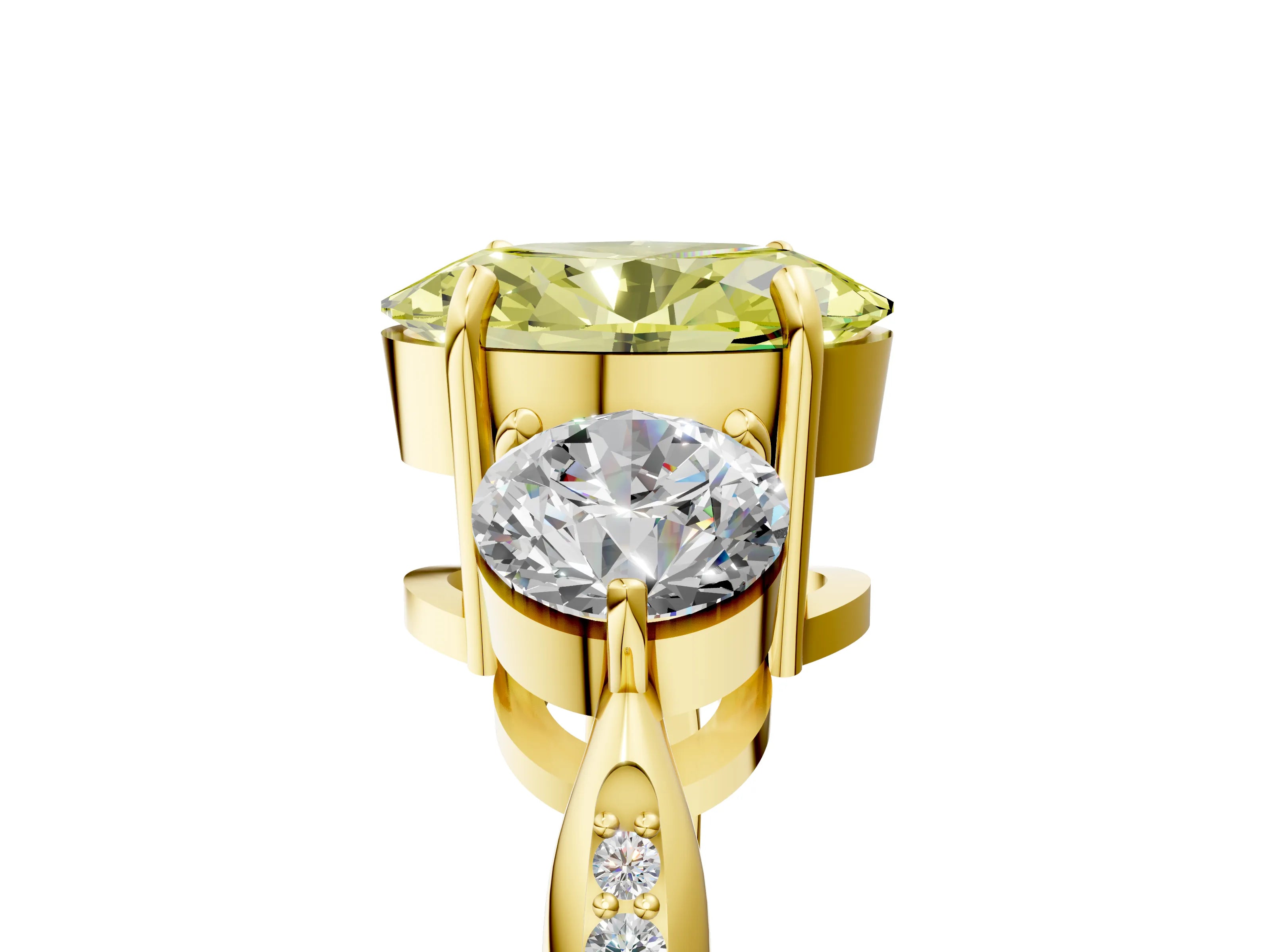 Yellow gold Three-Stone Fancy Yellow Oval Cut Diamond Channel Set Engagement Ring with Prong Setting_17