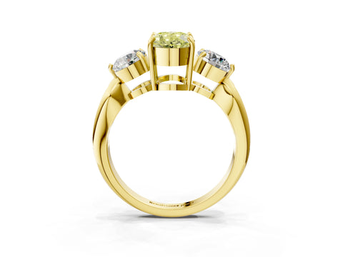 Yellow gold Three-Stone Fancy Yellow Oval Cut Diamond Channel Set Engagement Ring with Prong Setting_3