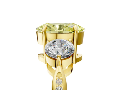 Yellow gold Three-Stone Fancy Yellow Oval Cut Diamond Channel Set Engagement Ring with Prong Setting_5