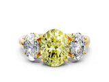 Yellow gold Three-Stone Fancy Yellow Oval Cut Diamond Engagement Ring with Prong Setting_3