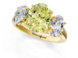 Yellow gold Three-Stone Fancy Yellow Oval Cut Diamond Engagement Ring with Prong Setting_4
