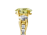Yellow gold Three-Stone Fancy Yellow Oval  Cut Diamond Pavé Band with Four-Prong Setting_33