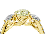 Yellow gold Three-Stone Fancy Yellow Oval Cut Diamond Ring with Pavé Band and Prong Setting_75