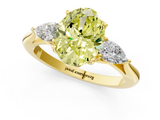 Yellow gold Three-Stone Fancy Yellow Oval  Cut Diamond Ring with Pear Side Stones in Four-Prong Setting_126