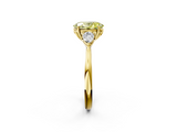 Yellow gold Three-Stone Fancy Yellow Oval  Cut Diamond Ring with Pear Side Stones in Four-Prong Setting_127