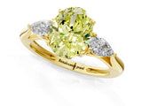 Yellow gold Three-Stone Fancy Yellow Oval Cut Diamond Ring with Pear  Side Stones in Four-Prong Setting_13