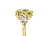 Yellow gold Three-Stone Fancy Yellow Oval  Cut Diamond Ring with Pear Side Stones in Four-Prong Setting_130