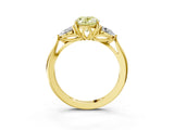 Yellow gold Three-Stone Fancy Yellow Oval Cut Diamond Ring with Pear  Side Stones in Four-Prong Setting_15