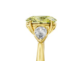 Yellow gold Three-Stone Fancy Yellow Oval Cut Diamond Ring with Pear  Side Stones in Four-Prong Setting_17