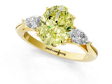 Yellow gold Three-Stone Fancy Yellow Oval Cut Diamond Ring with Pear  Side Stones in Four-Prong Setting_49