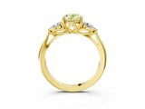 Yellow gold Three-Stone Fancy Yellow Oval Cut Diamond Ring with Pear  Side Stones in Four-Prong Setting_51